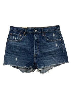 LEVIS 501 Jean Shorts 32 NWT Blue Distressed Denim Plus Everyday Summer Casual